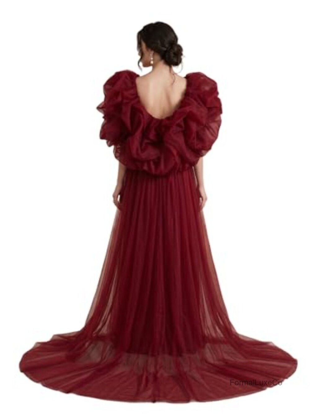 Tulle Shoulder Cape Puff Sleeve Detachable Train Bridal Party Shawl